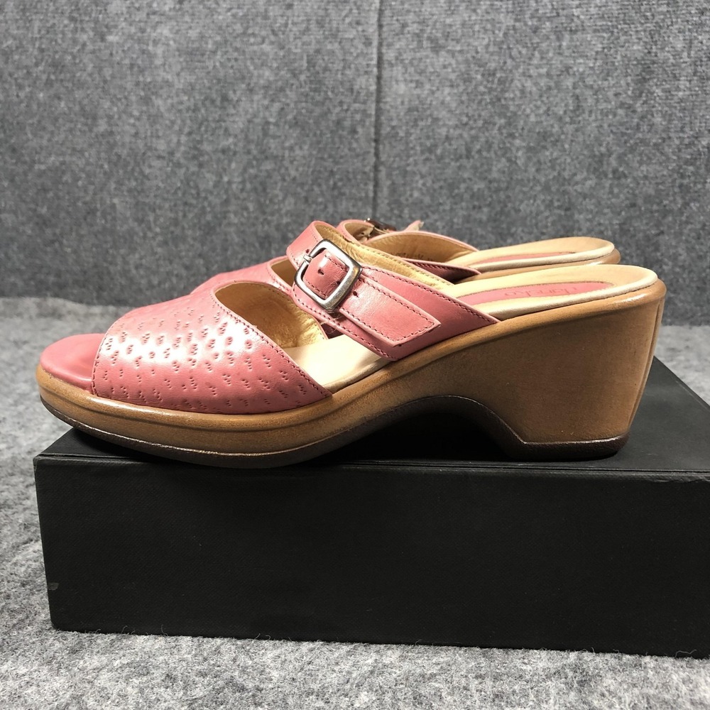 Dansko Sandals Womens 6.5 Pink Leather Slide Wedge Buckle Comfort Casual Shoes - Picture 7 of 16